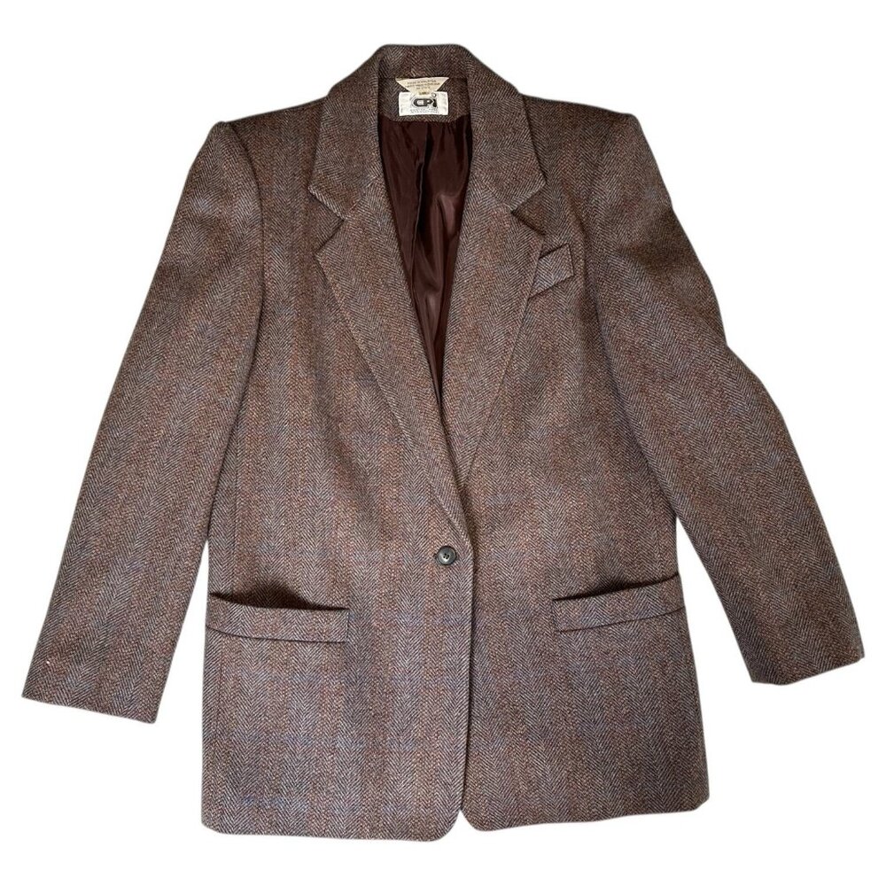 Tweed Blazer 80-90s dark academia Womens 12 wool student college vintage mood